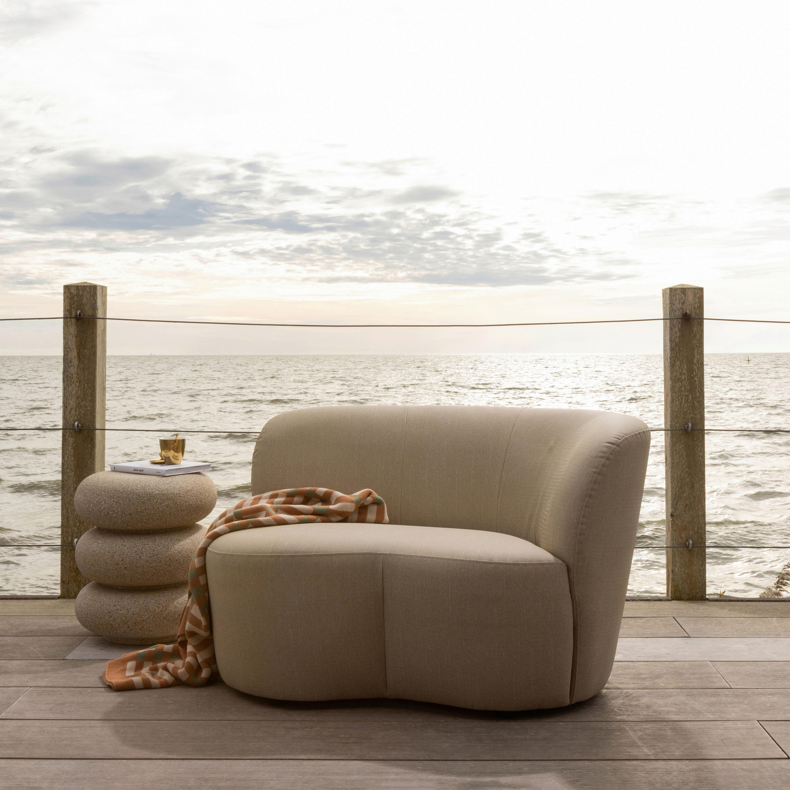 LOUNGESOFA  - Sandfarben, MODERN, Textil (112/80cm) - Livetastic