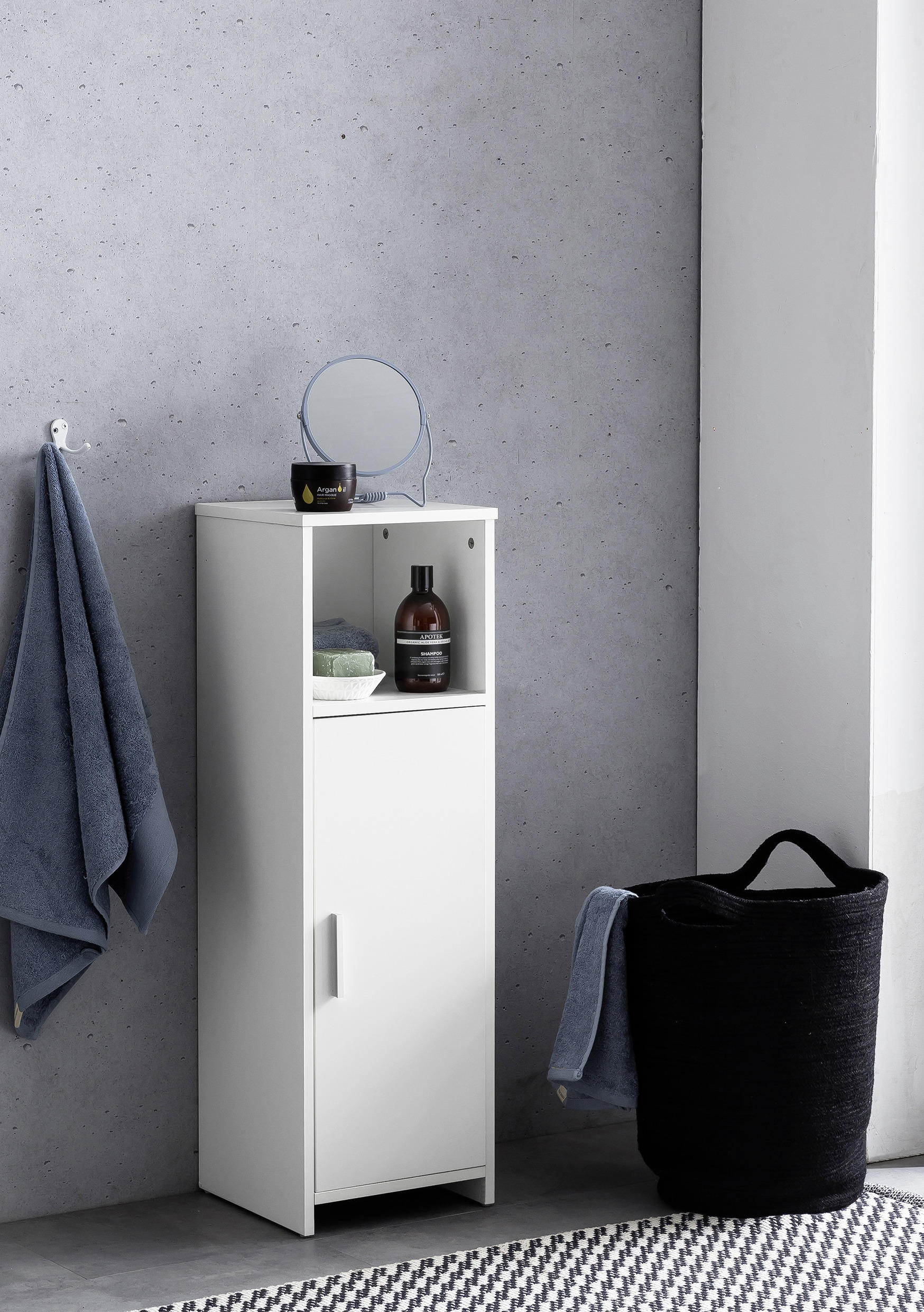 MIDISCHRANK 30/95,5/30 cm  - Weiss/Alufarben, Basics, Holzwerkstoff/Metall (30/95,5/30cm) - MID.YOU