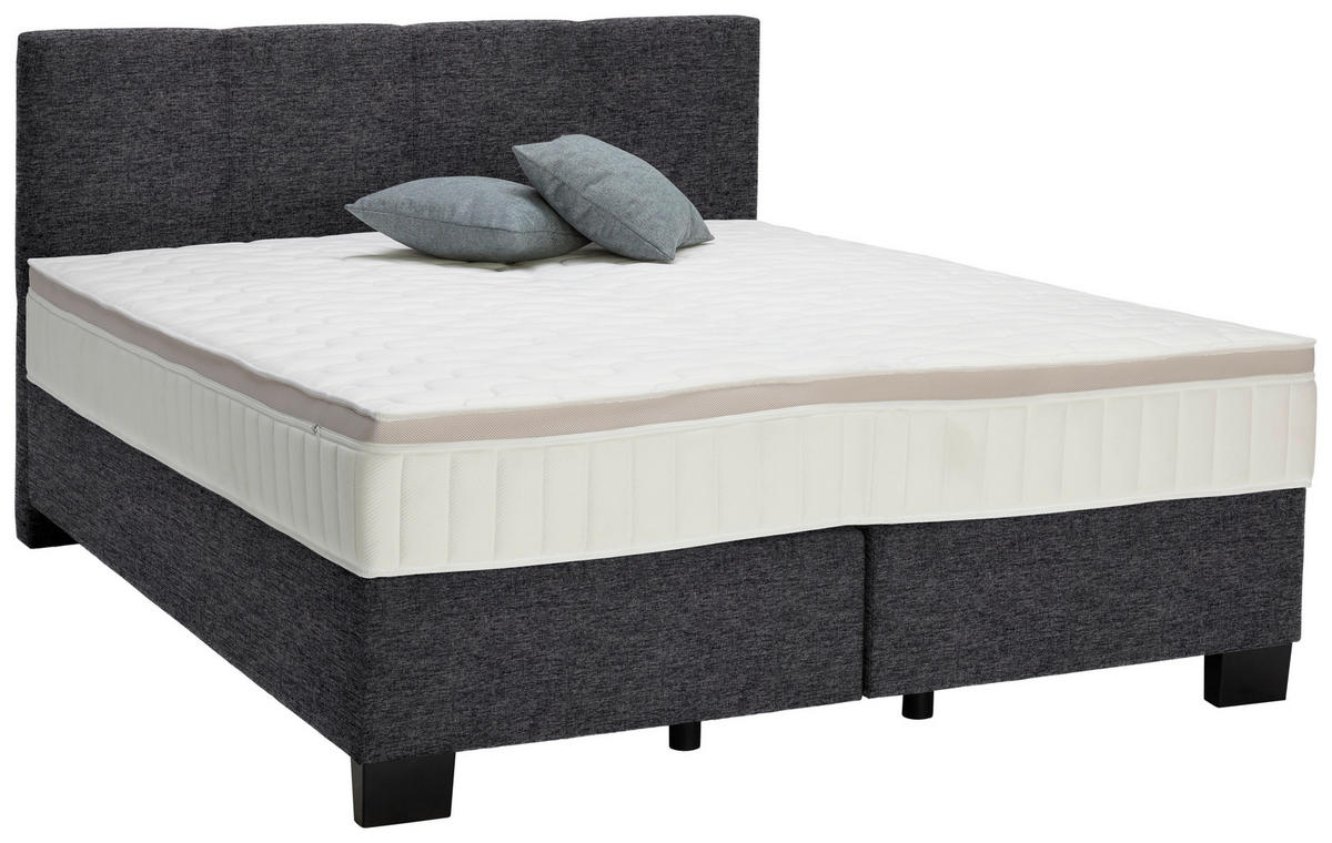 BOXSPRINGBETT 160/200 cm  in Anthrazit  - Anthrazit/Schwarz, Design, Kunststoff/Textil (160/200cm) - Hom`in