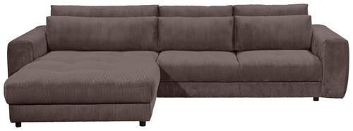 ECKSOFA in Cord Mokka - Schwarz/Mokka, Konventionell, Holzwerkstoff/Kunststoff (194/333cm) - MID.YOU