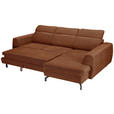 ECKSOFA Cognac Chenille  inkl. Zierkissen, Bettkasten, Schlaffunktion, Rücken echt, Kopfteilverstellung, Liegefläche im Originalstoff  - Cognac/Schwarz, KONVENTIONELL, Textil/Metall (266/185cm) - Carryhome
