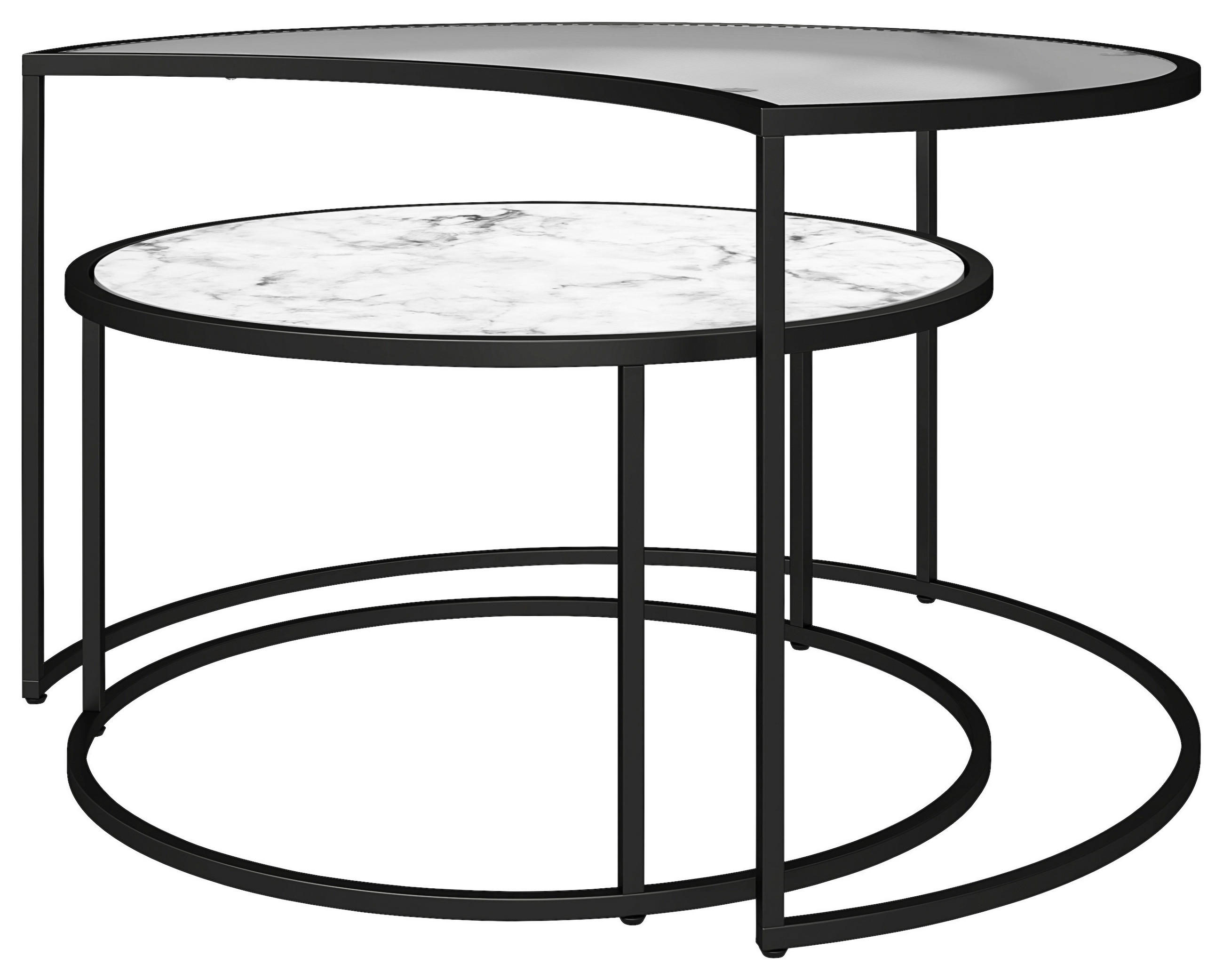 COUCHTISCHSET Weiß  - Schwarz/Weiß, Design, Glas/Holzwerkstoff (78/45/62cm) - MID.YOU