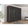 SCHWEBETÜRENSCHRANK 271/235/68 cm 4-türig Graphitfarben, Dunkelgrau  - Chromfarben/Dunkelgrau, KONVENTIONELL, Glas/Holzwerkstoff (271/235/68cm) - Novel