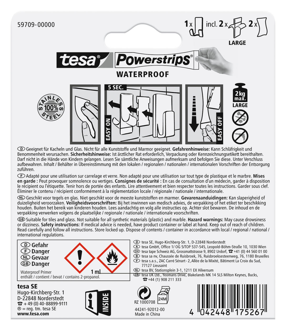 KLEBEHAKEN  in Chromfarben  - Chromfarben, Basics, Metall (4,6/14/12cm) - Tesa