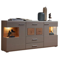 SIDEBOARD Suva  in 170/94/42 cm  - Chromfarben/Eichefarben, Design, Glas/Holzwerkstoff (170/94/42cm) - Livetastic