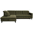 ECKSOFA in Webstoff Olivgrün  216/297 cm  - Schwarz/Olivgrün, Design, Holz/Textil (216/297cm) - Xora