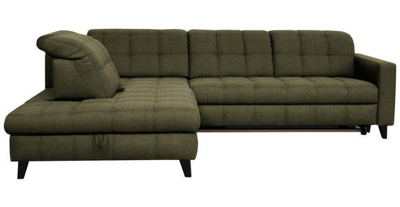ECKSOFA in Webstoff Olivgrün 216/297 cm - Schwarz/Olivgrün, Design, Holz/Textil (216/297cm) - Xora