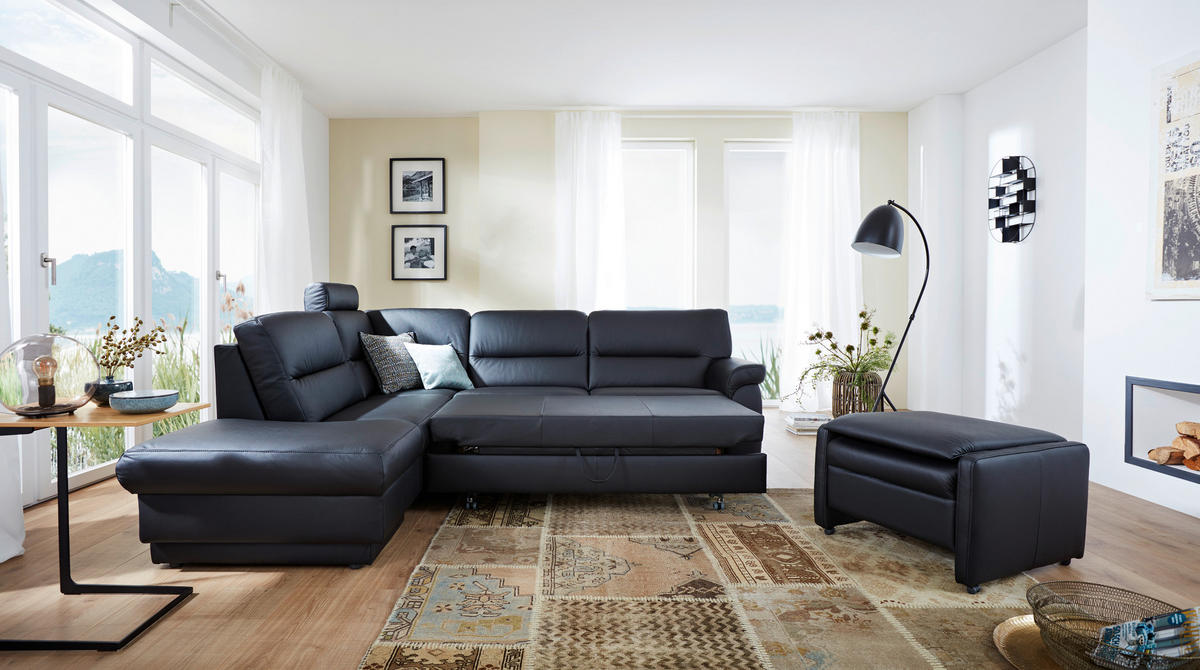 ECKSOFA in Echtleder Schwarz  - Schwarz, Konventionell, Leder (234/267cm) - Himolla