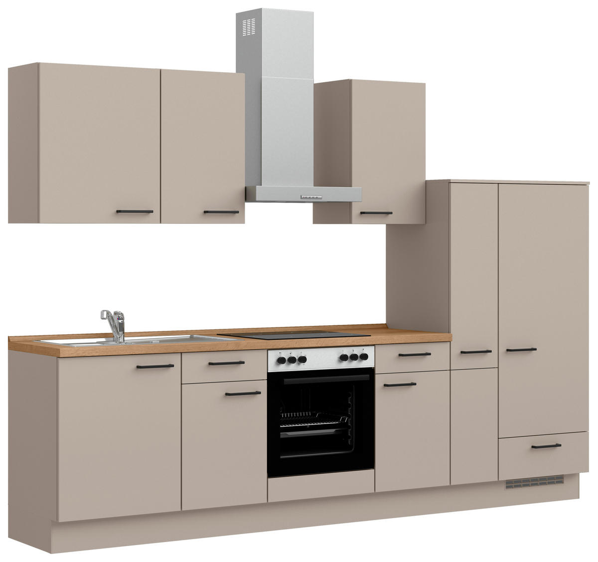 KÜCHENBLOCK Easytouch 300 cm  in Eichefarben, Sandfarben  - Sandfarben/Eichefarben, MODERN, Holzwerkstoff/Metall (300cm) - Nobilia