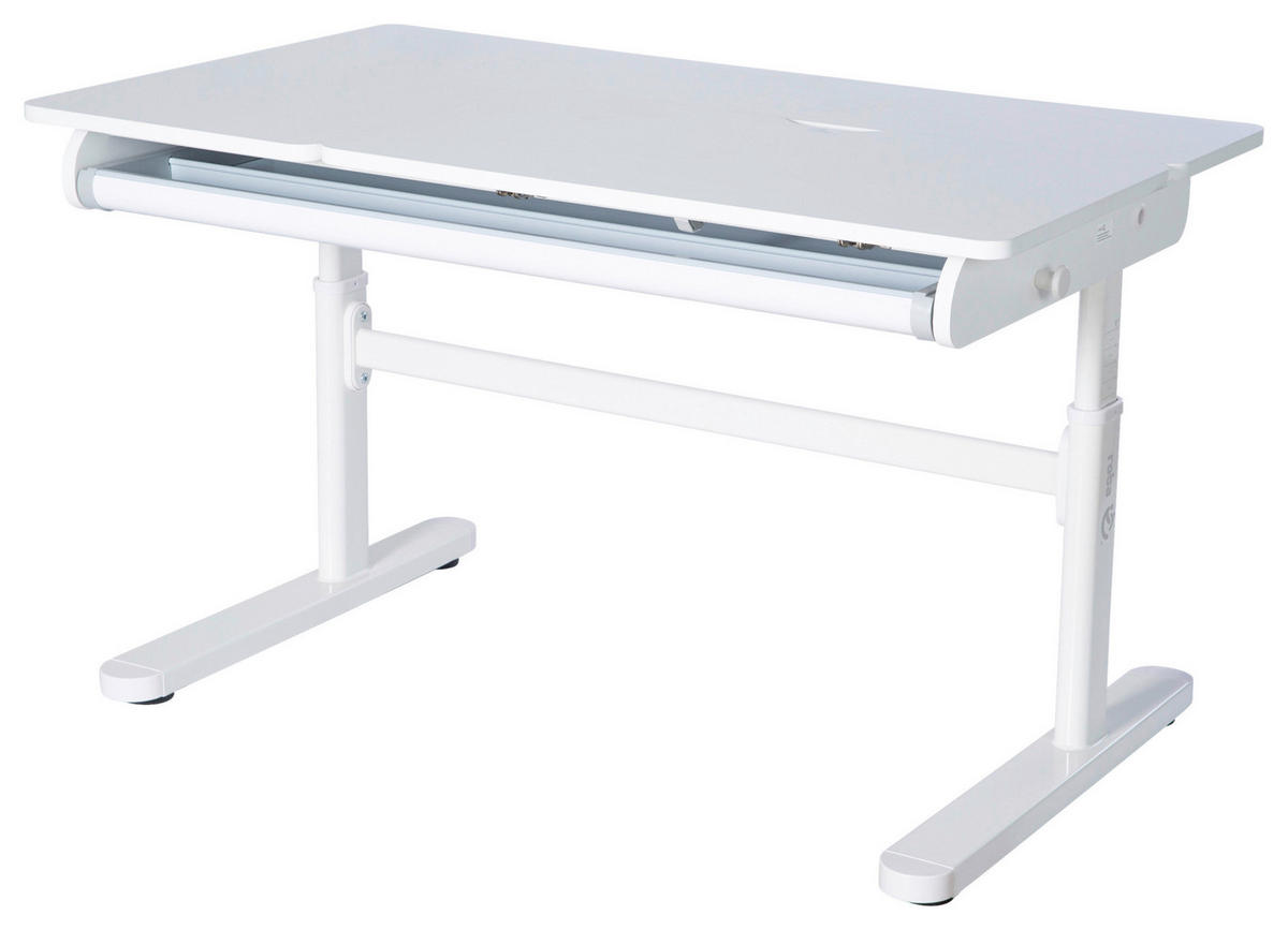 SCHREIBTISCH  Weiß höhenverstellbar  - Weiß, MODERN, Holzwerkstoff/Metall (109,5/62-78/60cm) - Roba