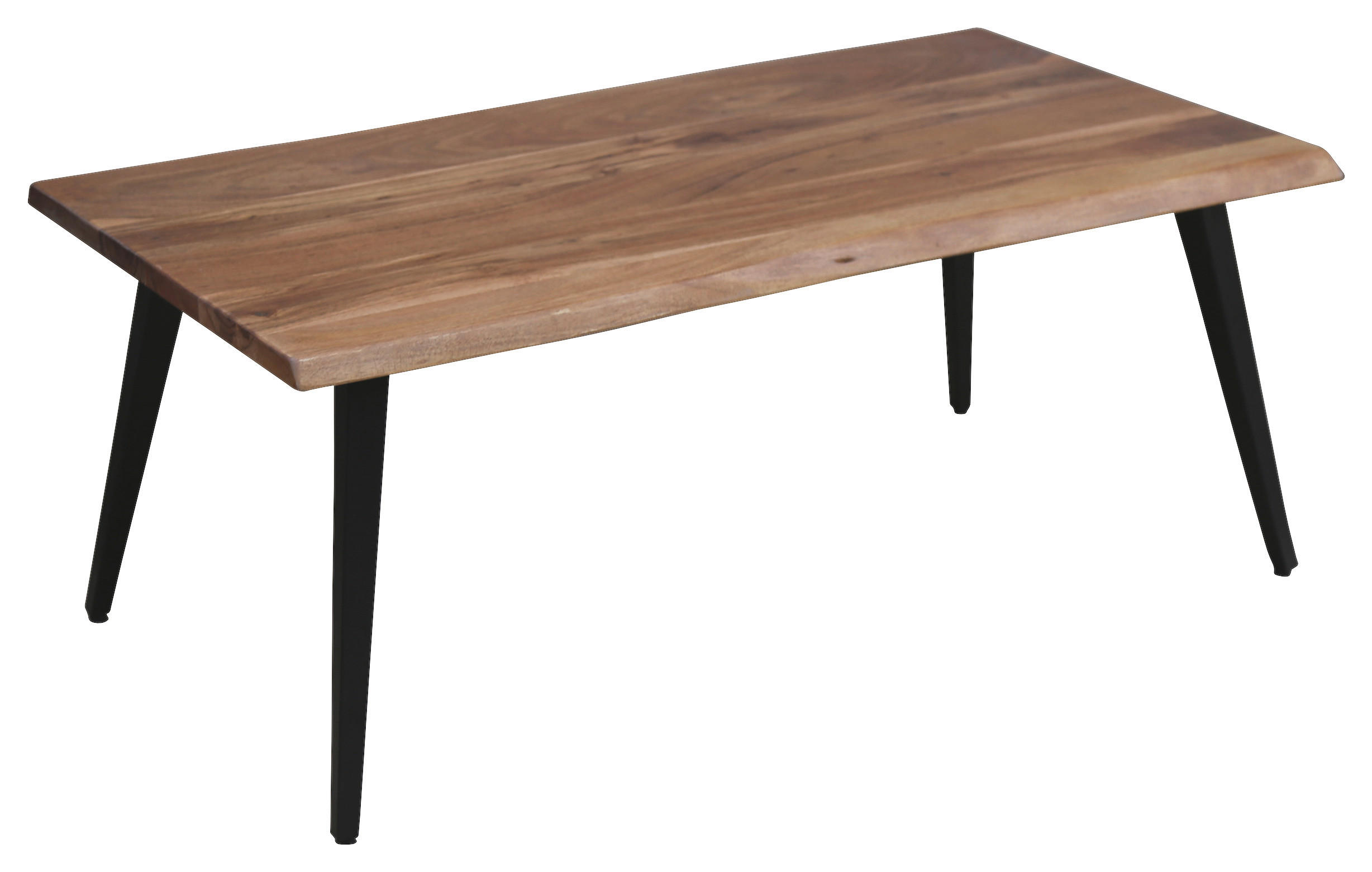 COUCHTISCH Akazie vollmassiv 110/60/45 cm rechteckig Schwarz, Akaziefarben  - Schwarz/Akaziefarben, MODERN, Holz/Metall (110/60/45cm) - MID.YOU