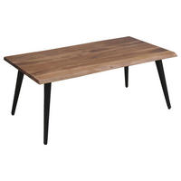 COUCHTISCH Akazie vollmassiv 110/60/45 cm rechteckig Schwarz, Akaziefarben  - Schwarz/Akaziefarben, MODERN, Holz/Metall (110/60/45cm) - MID.YOU