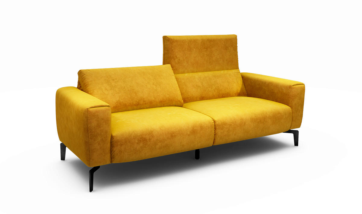 2,5-SITZER in Samt Gelb  - Gelb/Schwarz, Design, Textil/Metall (220/86/86-94cm) - SENSOO