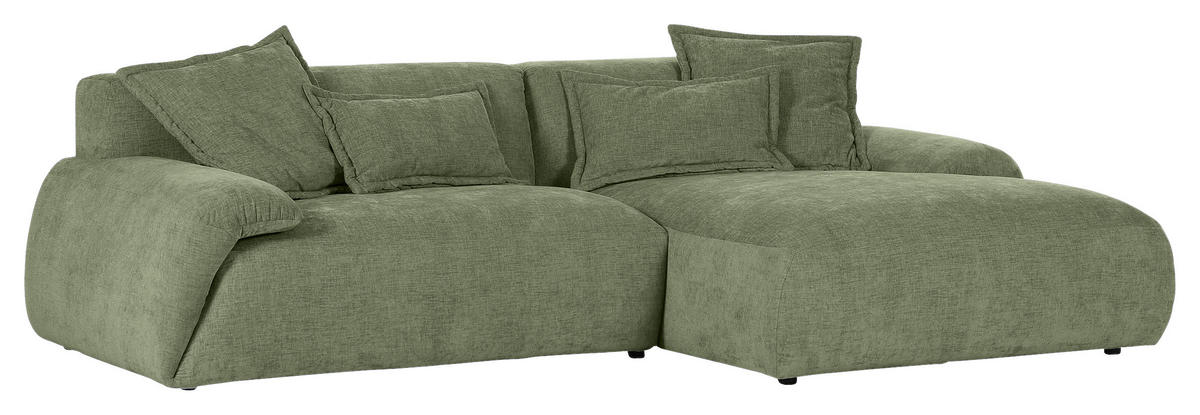 ECKSOFA in Flachgewebe Olivgrün  - Schwarz/Olivgrün, Konventionell, Kunststoff/Textil (274/174cm) - Carryhome