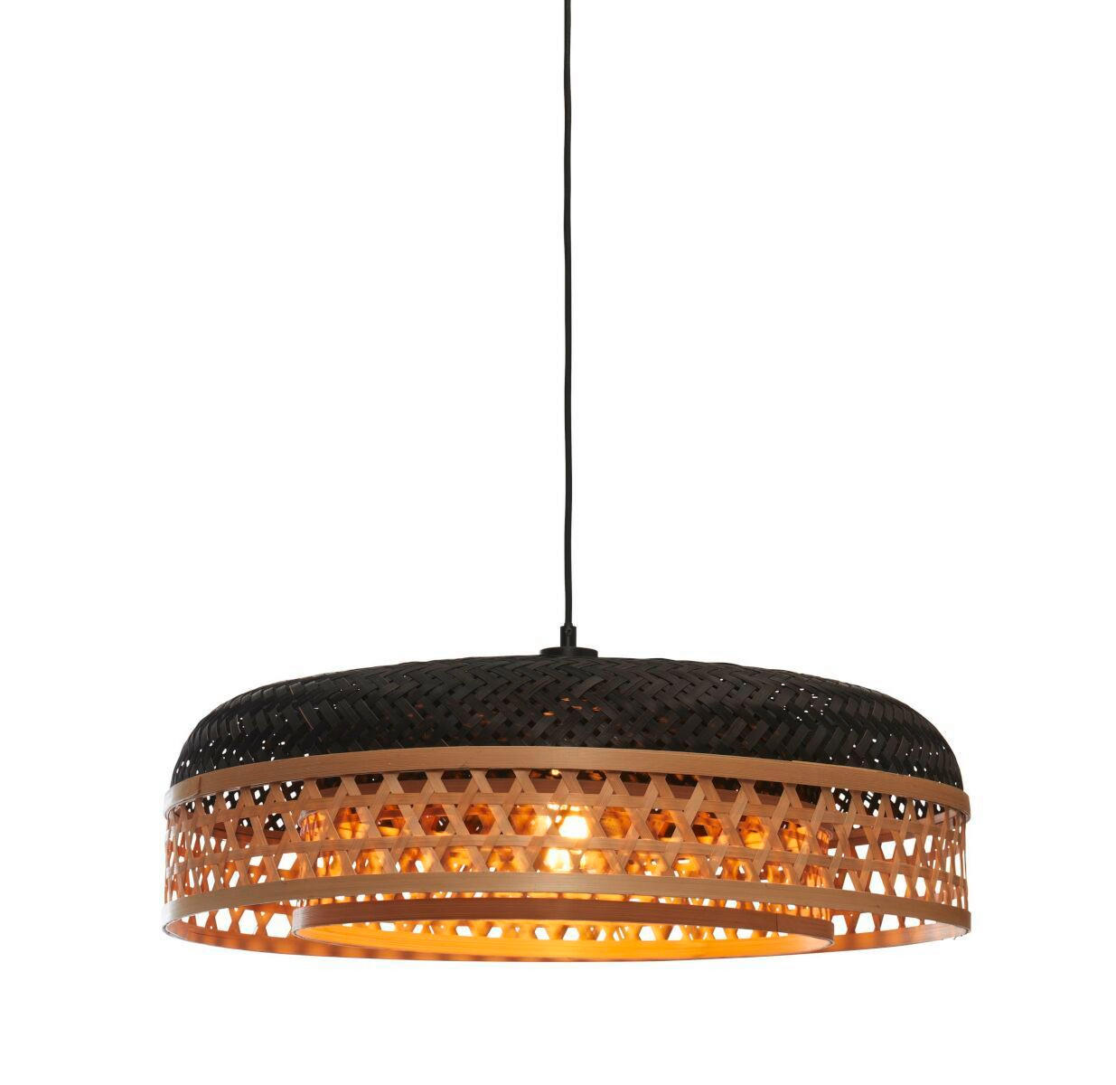HÄNGELEUCHTE GOOD&MOJO  60/18 cm   - Schwarz/Naturfarben, Trend, Naturmaterialien (60/18cm) - Good & Mojo