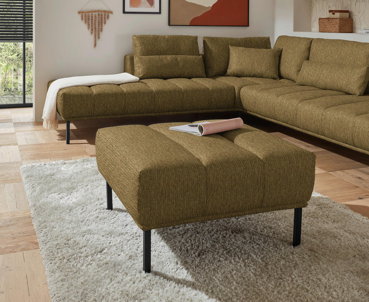 ECKSOFA Flachgewebe Messingfarben  - Messingfarben/Schwarz, Design, Textil/Metall (270/308cm) - Pure Home Lifestyle