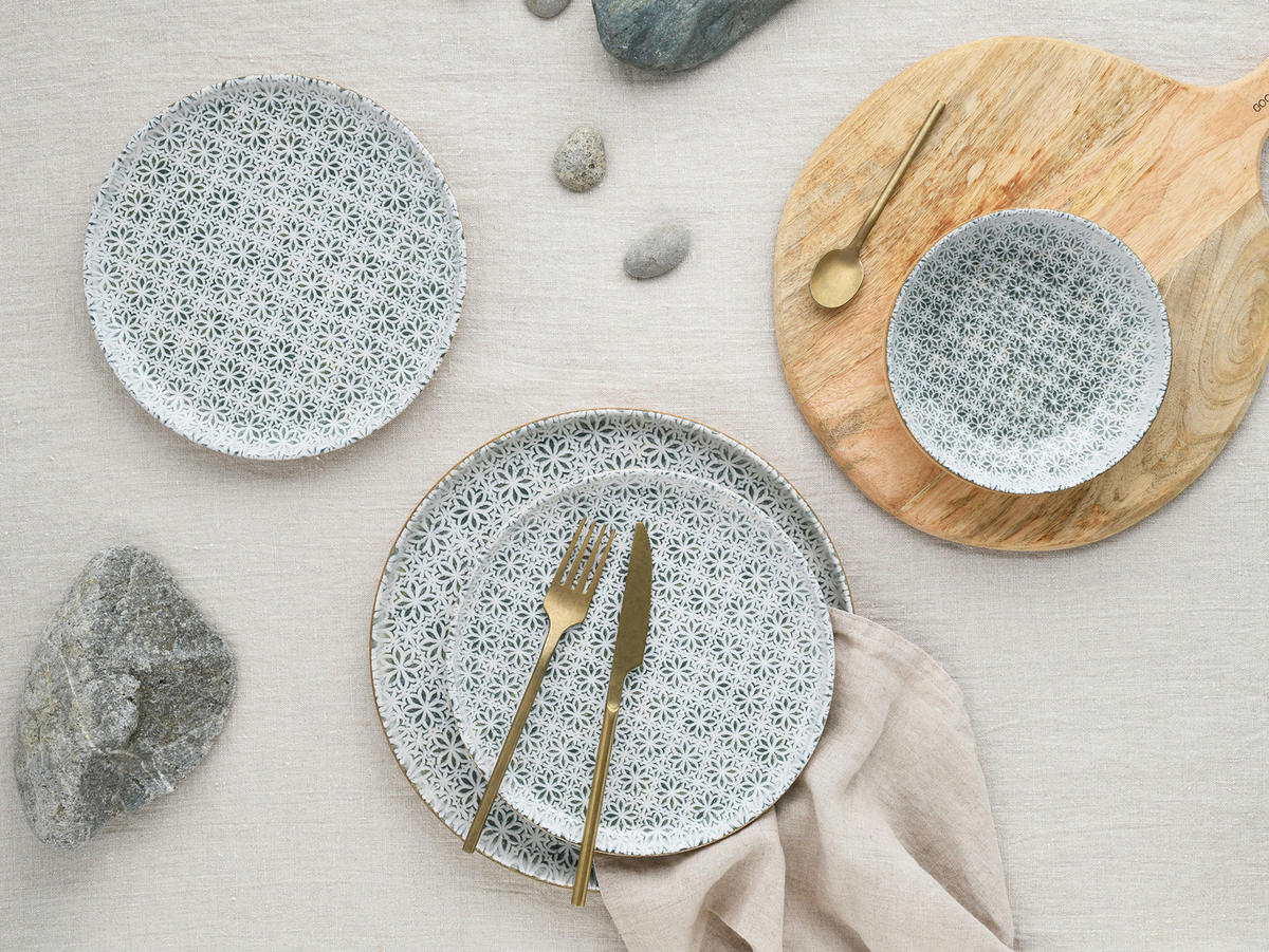 TAFELSERVICE Uno Emiliana 12-teilig  - Creme/Grau, Basics, Keramik - Creatable