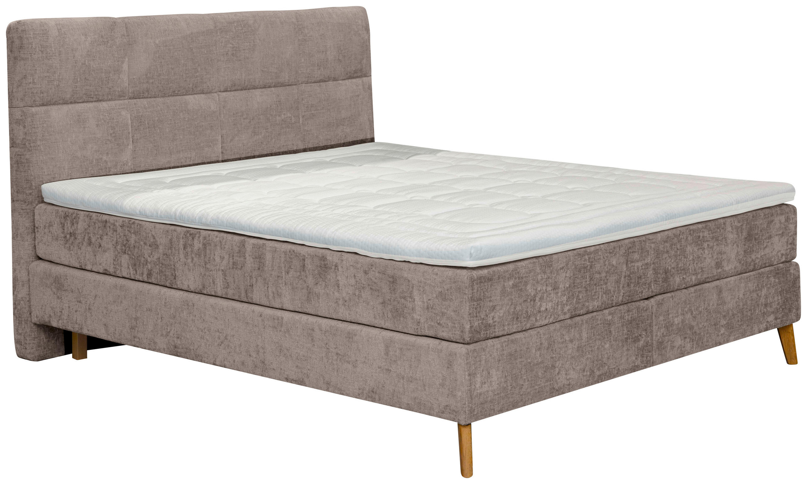 BOXSPRINGBETT 180/200 cm  in Taupe  - Taupe/Eichefarben, KONVENTIONELL, Holz/Textil (180/200cm) - Carryhome