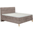 BOXSPRINGBETT 180/200 cm  in Taupe  - Taupe/Eichefarben, KONVENTIONELL, Holz/Textil (180/200cm) - Carryhome