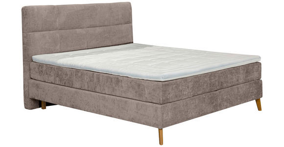 BOXSPRINGBETT 180/200 cm  in Taupe  - Taupe/Eichefarben, KONVENTIONELL, Holz/Textil (180/200cm) - Carryhome