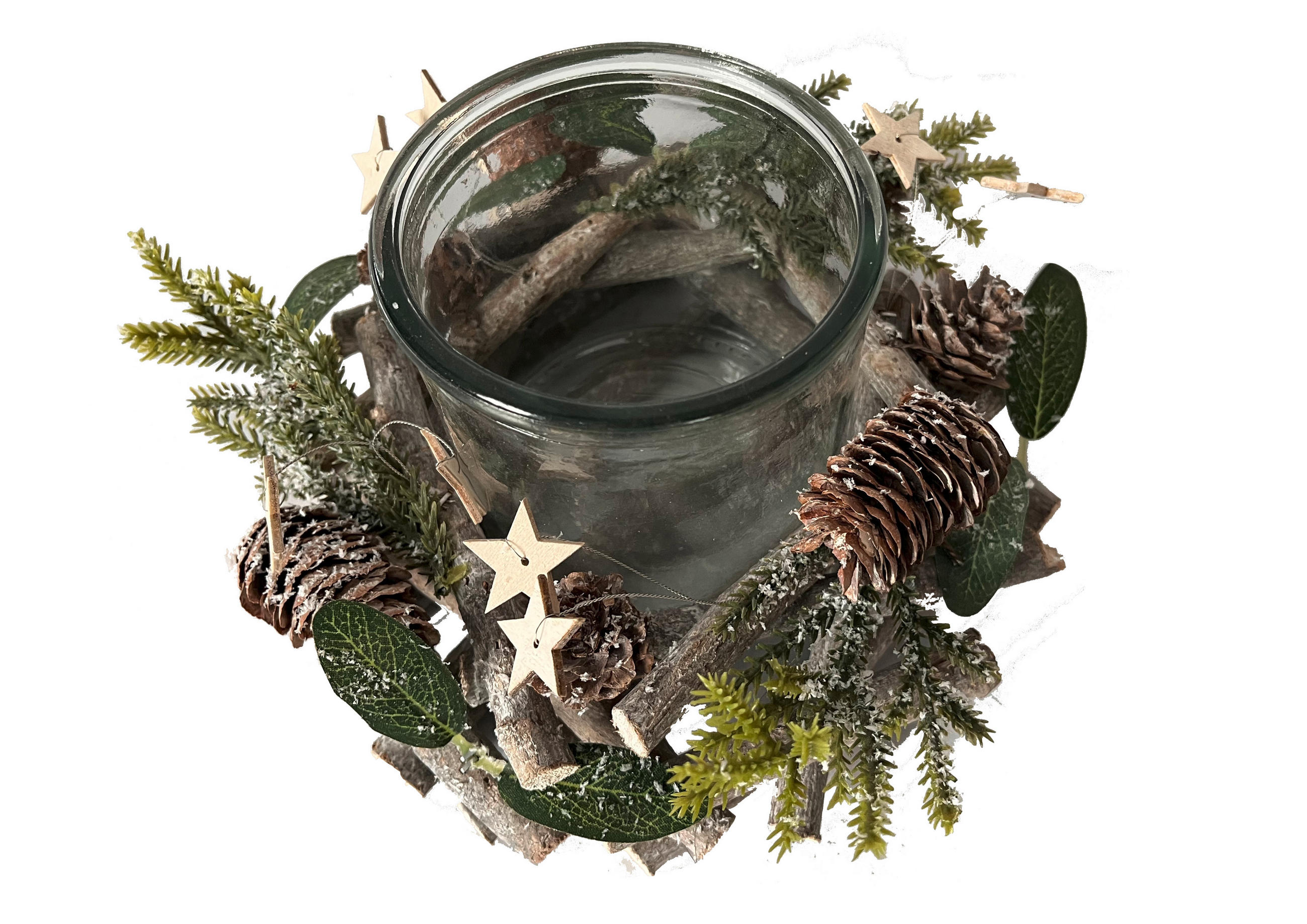 WINDLICHT Grün, Naturfarben 20/12 cm  - Naturfarben/Grün, LIFESTYLE, Glas/Naturmaterialien (20/12cm) - X-Mas