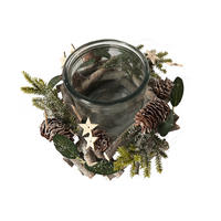 WINDLICHT Grün, Naturfarben 20/12 cm  - Naturfarben/Grün, LIFESTYLE, Glas/Naturmaterialien (20/12cm) - X-Mas