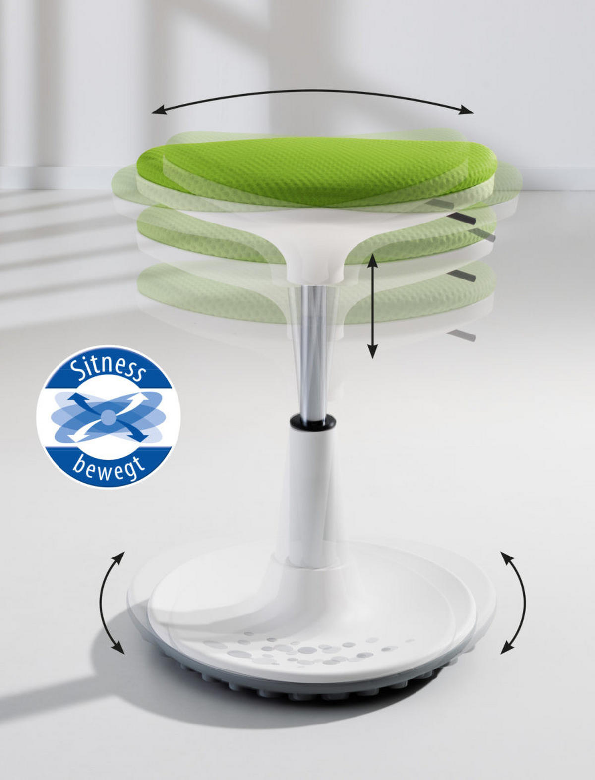 BÜROHOCKER   Grau, Weiss  - Weiss/Grau, Design, Kunststoff/Textil (38/48/27,5cm) - Paidi