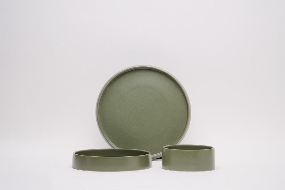 Thumbnail - Novel Kombiservice Kyoto, Grün, Keramik, 12-teilig, Uni, 600 ml, Lfgb, lebensmittelecht, Essen & Trinken, Geschirr, Gesc...