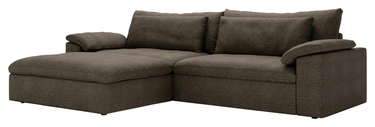 ECKSOFA  in Webstoff Braun  198/306 cm  - Schwarz/Braun, MODERN, Kunststoff/Textil (198/306cm) - Carryhome