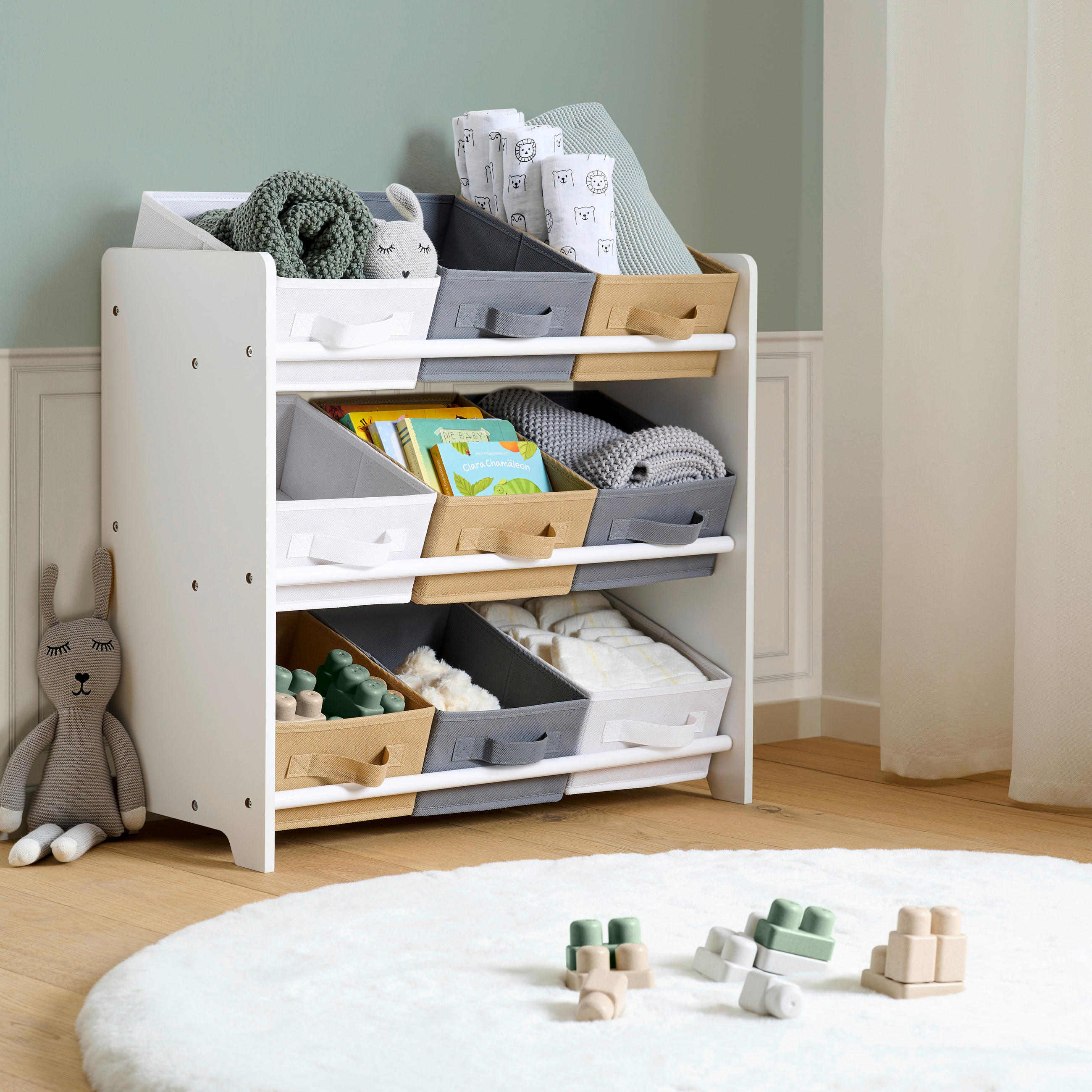 REGAL ZA ODLAGANJE - bijela/siva, Basics, drvni materijal/karton (65/62/30cm) - My Baby Lou