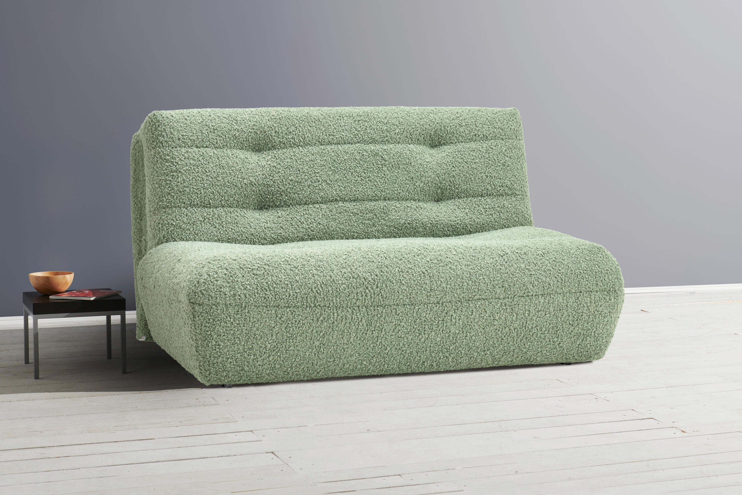 SCHLAFSOFA Teddystoff Grün  - Schwarz/Grün, KONVENTIONELL, Kunststoff/Textil (150/85/100cm) - Carryhome