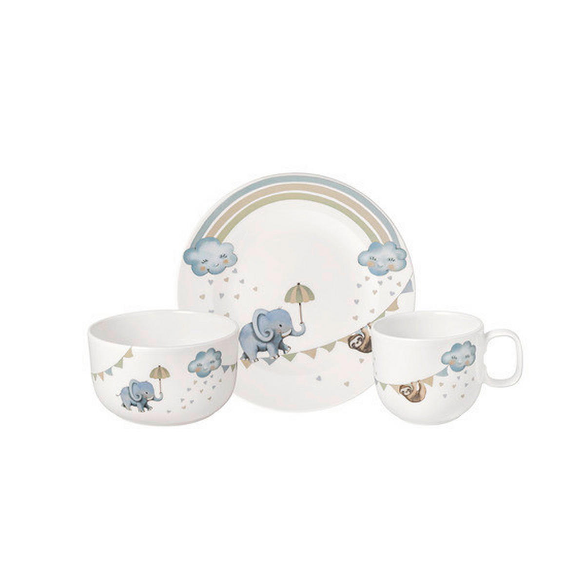KINDERGESCHIRRSET Walk Elephant Fine China 3-teilig  - Pastellblau/Multicolor, Design, Keramik (26,5/13,5/24cm) - Villeroy & Boch