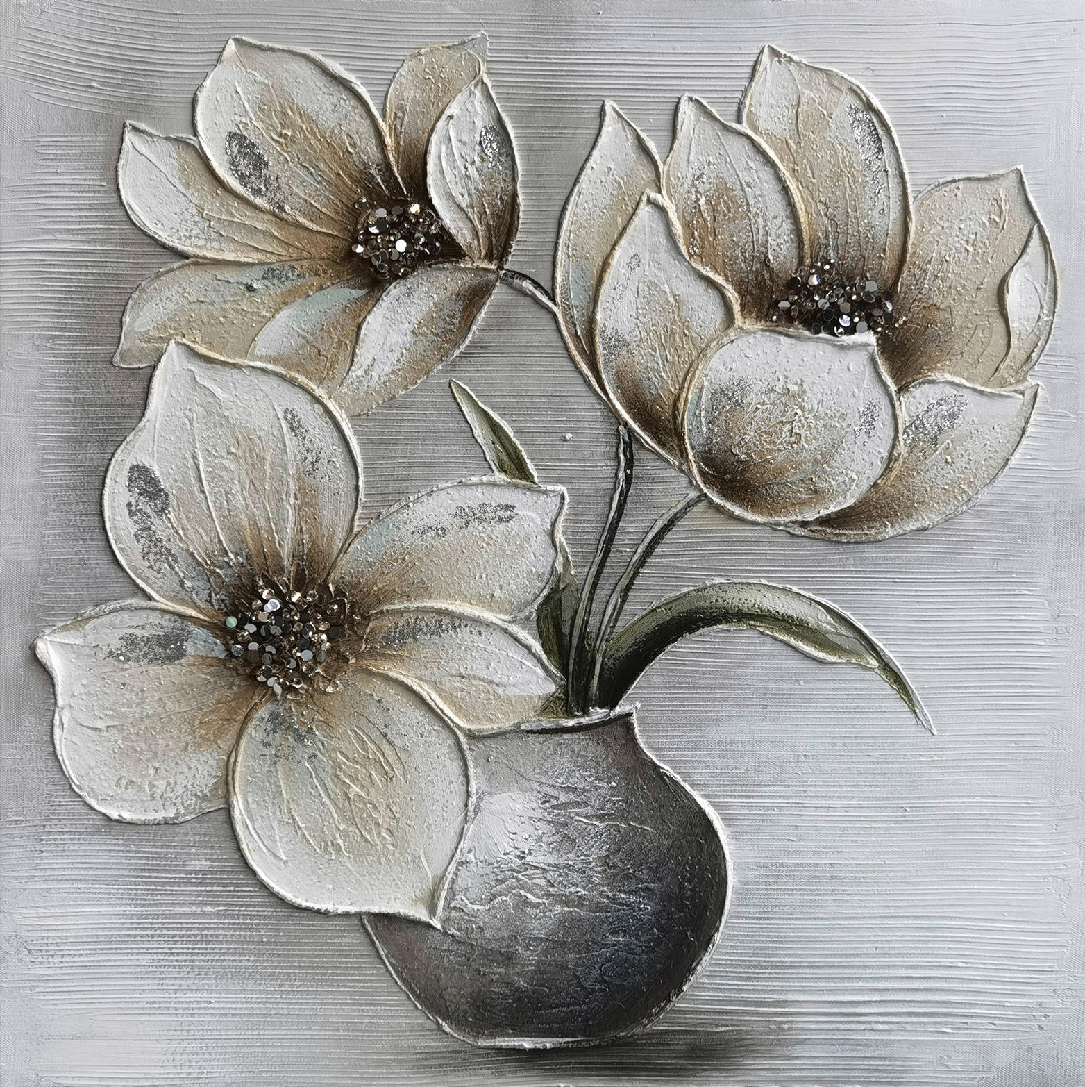 ÖLGEMÄLDE 55/55 cm  - Dunkelgrün/Dunkelbraun, Konventionell, Holz/Textil (55/55cm) - Monee