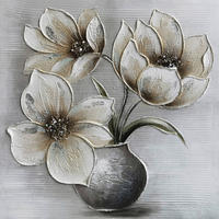 OLJNA SLIKA  55/55 cm   - siva/temno rjava, Konvencionalno, tekstil/les (55/55cm) - Monee
