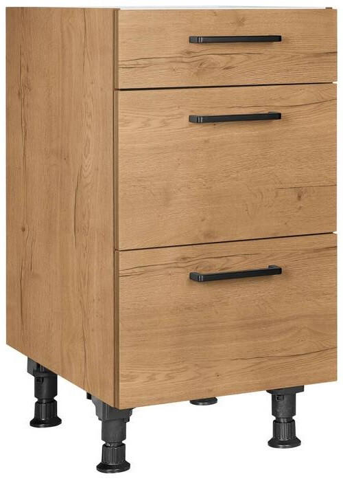 SCHUBKASTENUNTERSCHRANK 45/87/56 cm  in Eichefarben  - Eichefarben/Schwarz, MODERN, Holzwerkstoff/Metall (45/87/56cm) - Nobilia