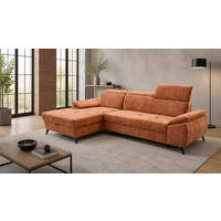 ECKSOFA TAOS Rostfarben Struktur Bettkasten, Kopfstütze  - Rostfarben/Schwarz, Basics, Holz/Textil (281/166cm) - MID.YOU