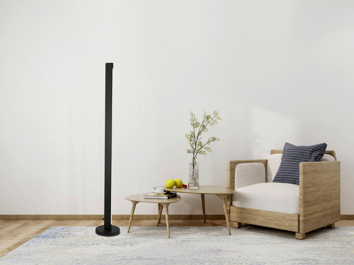 STOJACÍ LED SVÍTIDLO, 25/151 cm  - černá, Trend, kov/dřevo (25/151cm) - Novel