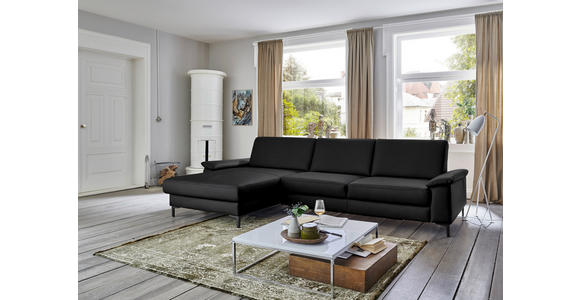 ECKSOFA in Echtleder Schwarz 176/334 cm - Schwarz, Design, Leder/Metall (176/334cm) - Dieter Knoll