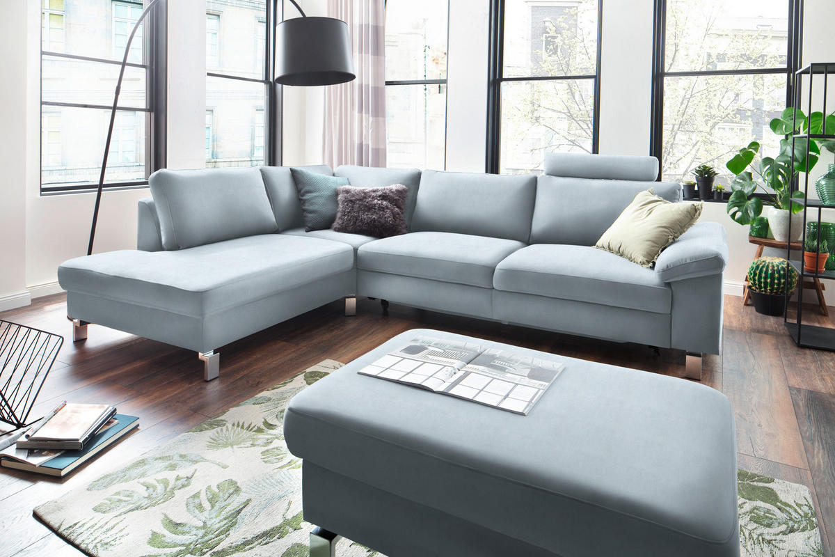 SAROKKANAPÉ textil világoskék  - krómszínű/világoskék, Design, textil/fém (200/281cm) - Pure Home Lifestyle