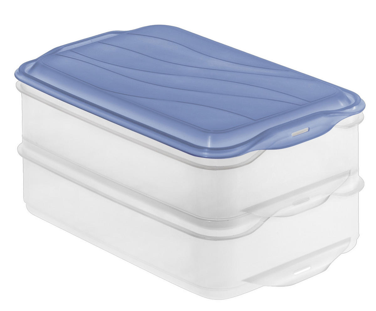 POSUDA ZA ČUVANJE NAMIRNICA  2 x 1.35 l  l  RONDO  - prozirno/plava, Basics, plastika (23,5/15/11cm) - Rotho