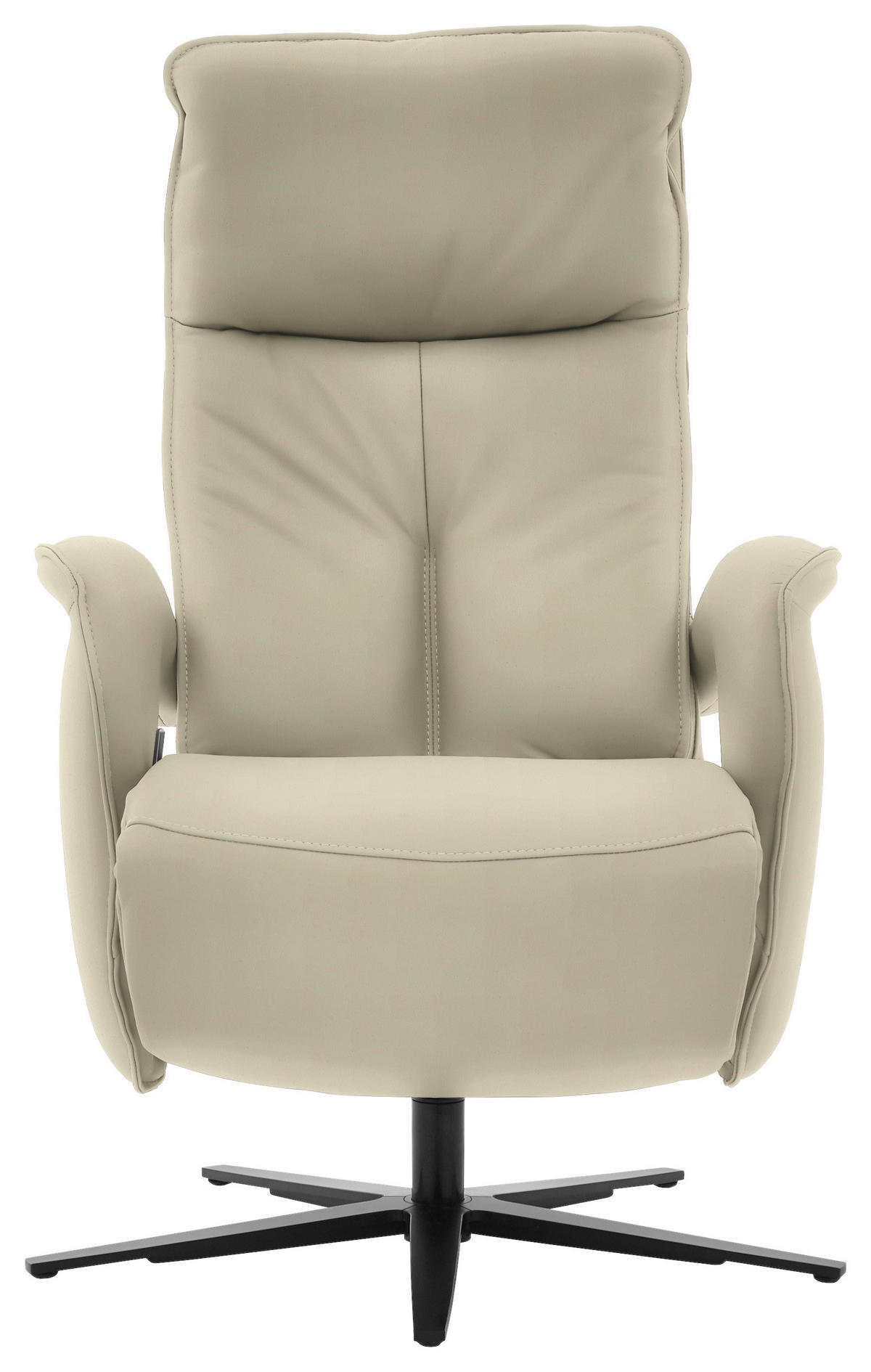 RELAXSESSEL in Leder Creme, Naturfarben  - Creme/Schwarz, Design, Leder/Metall (77/110/87cm) - Valdera