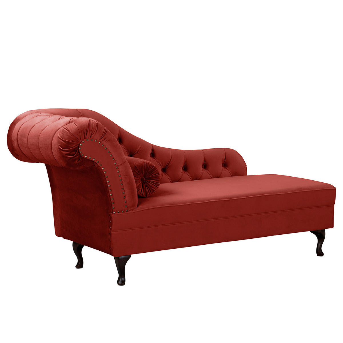 RÉCAMIERE Samt Bordeaux  - Bordeaux/Braun, Design, Holz/Textil (185/93/75cm) - Livetastic