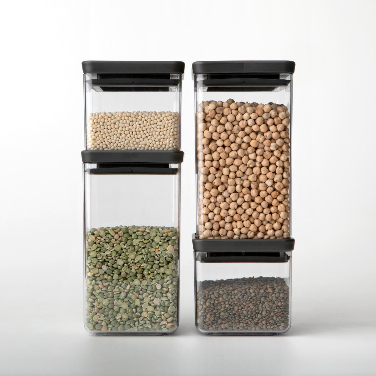 SADA DÓZ NA POTRAVINY 4-dielne - priehľadné/čierna, Design, plast (11.2/29.6/22.3cm) - Brabantia