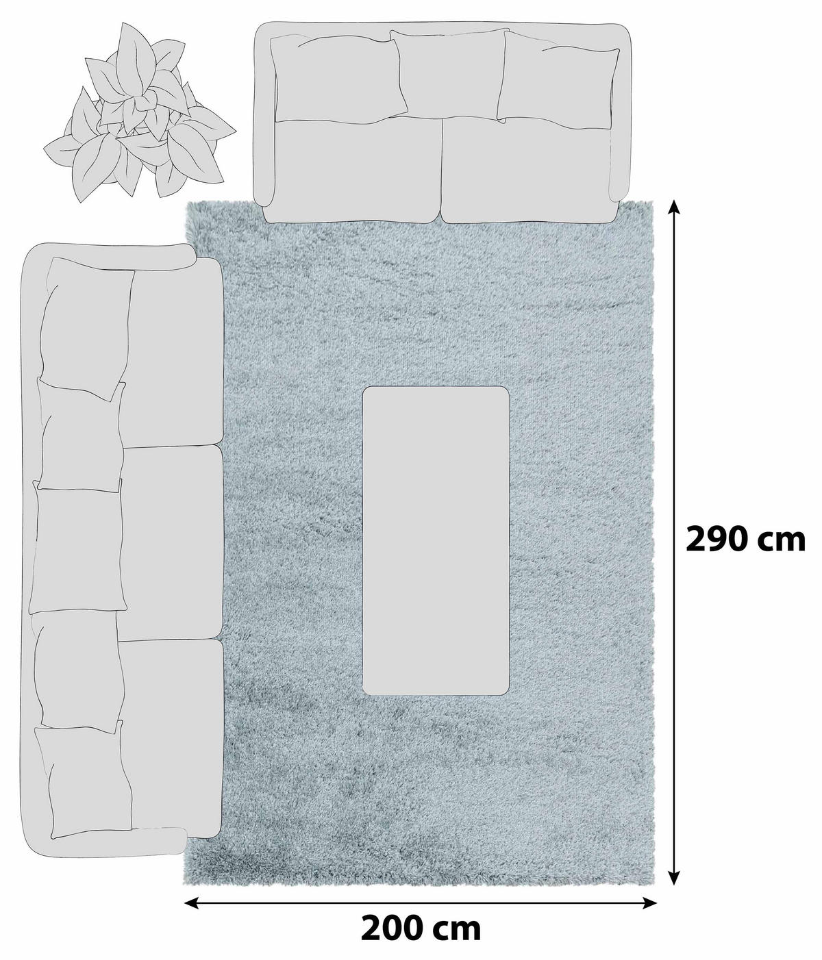 HOCHFLORTEPPICH 200/290 cm Fluffy 3500 Blau Blau  - Blau, Basics, Textil (200/290cm)