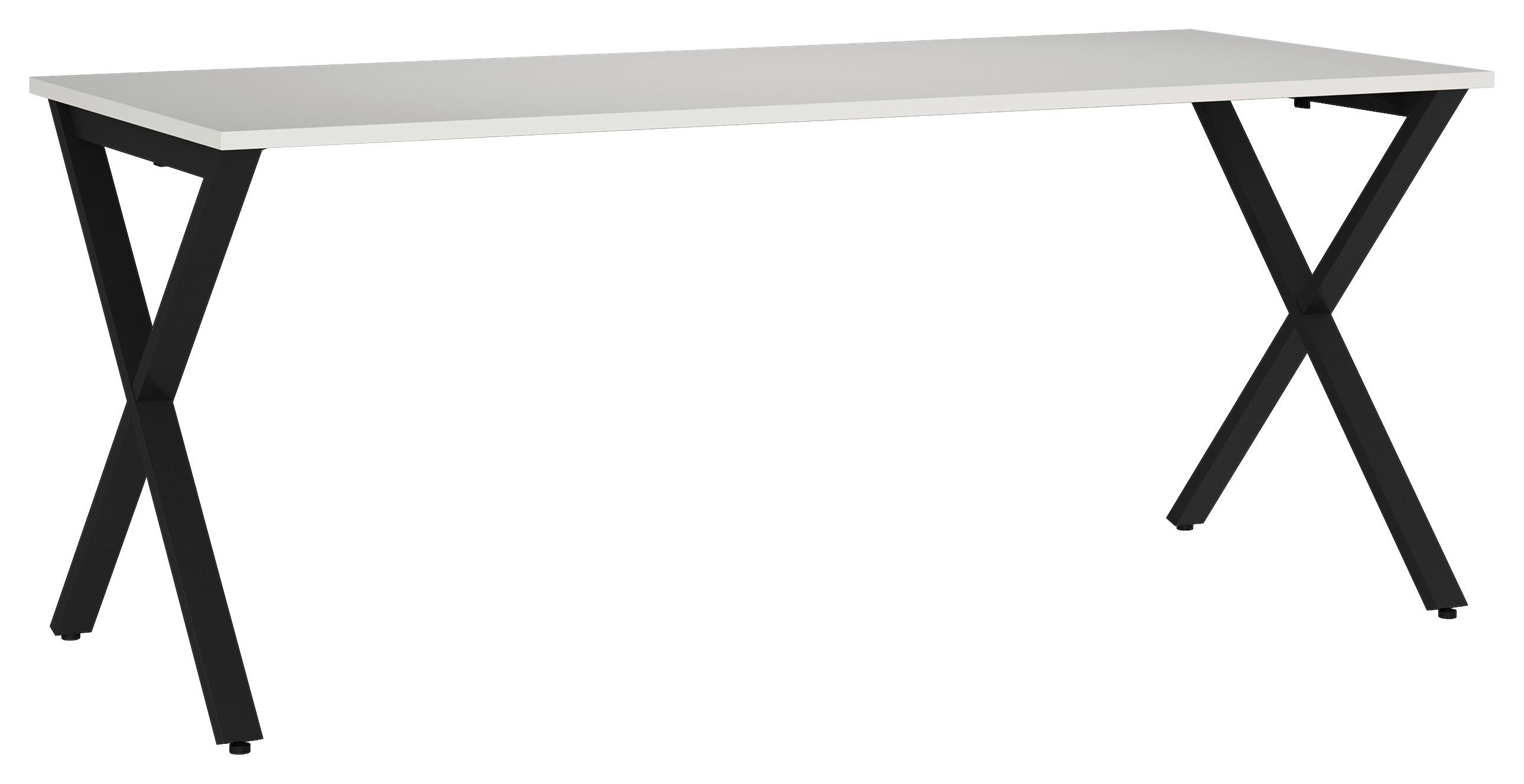 SCHREIBTISCH 180/80/75 cm Schwarz, Hellgrau in verschiedenen Holz-Dekoren erhältlich, justierbare Füße  - Hellgrau/Schwarz, MODERN, Holzwerkstoff/Metall (180/80/75cm) - Novel