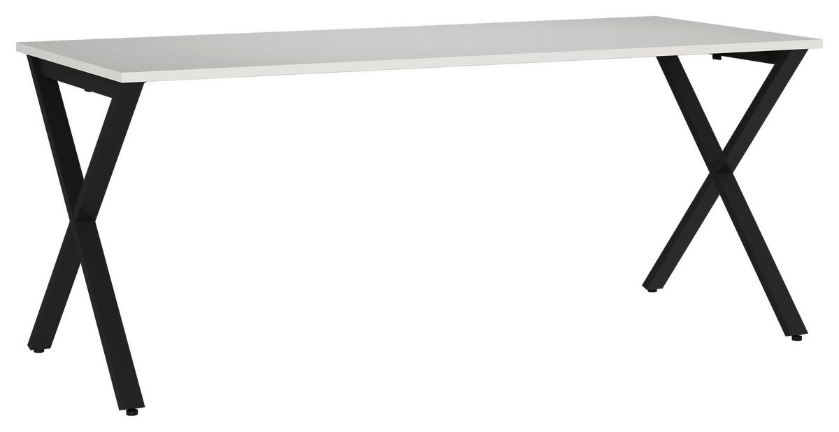 SCHREIBTISCH 180/80/75 cm, Schwarz, Hellgrau, in verschiedenen Holz-Dekoren erhältlich, justierbare Füße  - Hellgrau/Schwarz, MODERN, Holzwerkstoff/Metall (180/80/75cm) - Novel