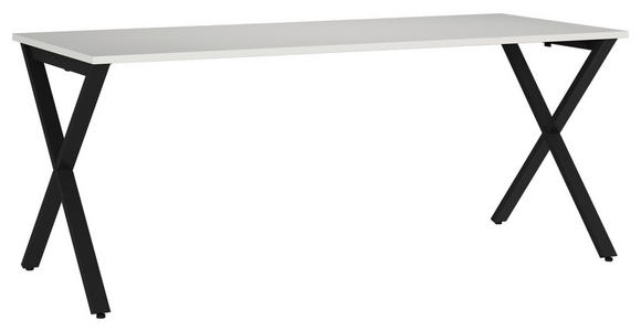 SCHREIBTISCH 180/80/75 cm, Schwarz, Hellgrau, in verschiedenen Holz-Dekoren erhältlich, justierbare Füße  - Hellgrau/Schwarz, MODERN, Holzwerkstoff/Metall (180/80/75cm) - Novel