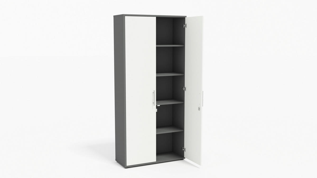 AKTENSCHRANK Anthrazit, Weiß  - Anthrazit/Weiß, MODERN, Holzwerkstoff (128,5/185,6/33cm) - MID.YOU