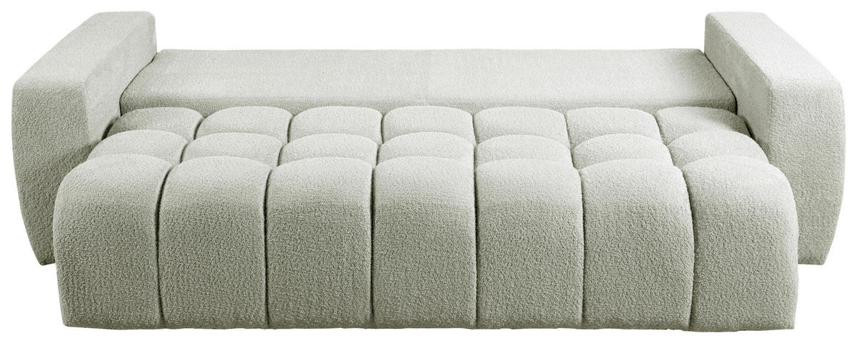 SCHLAFSOFA in Struktur, Bouclé Creme  - Creme/Schwarz, Basics, Kunststoff/Textil (250/86/140cm) - Livetastic
