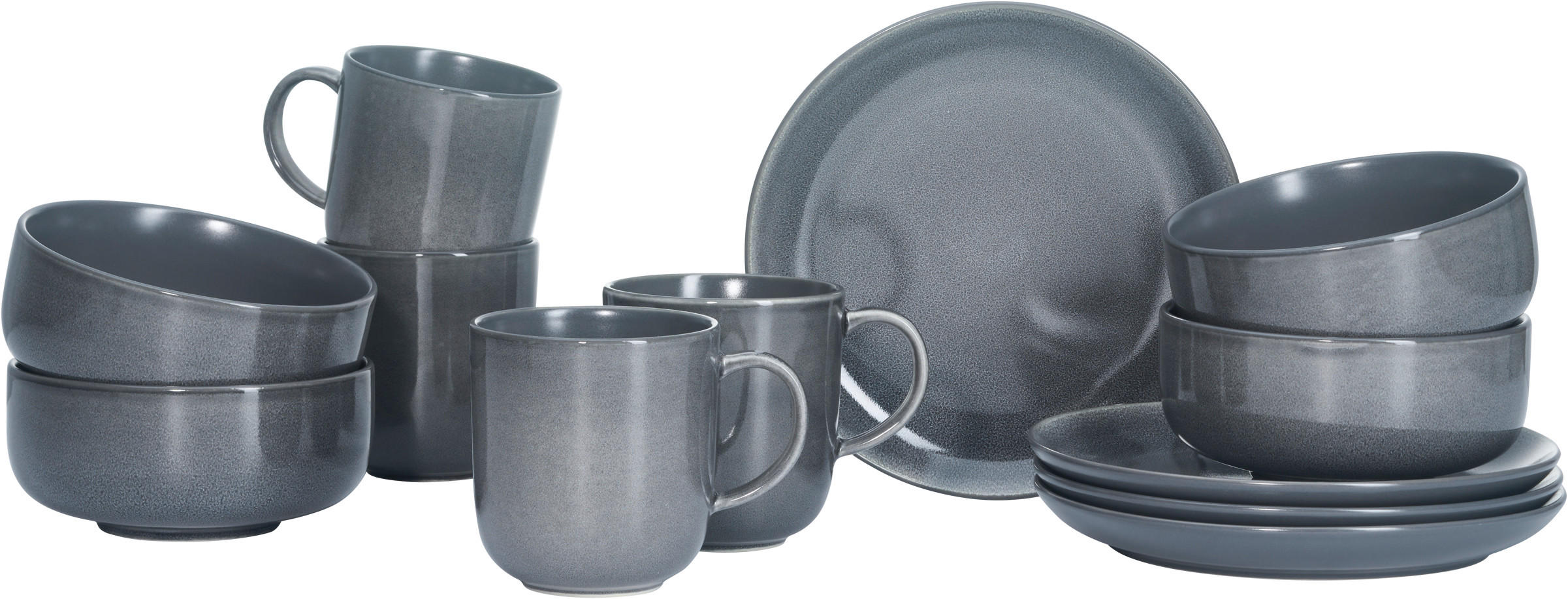 FRÜHSTÜCKSSERVICE  - Grau Hochglanz, Basics (33,5/21,5/22cm) - Ritzenhoff Breker